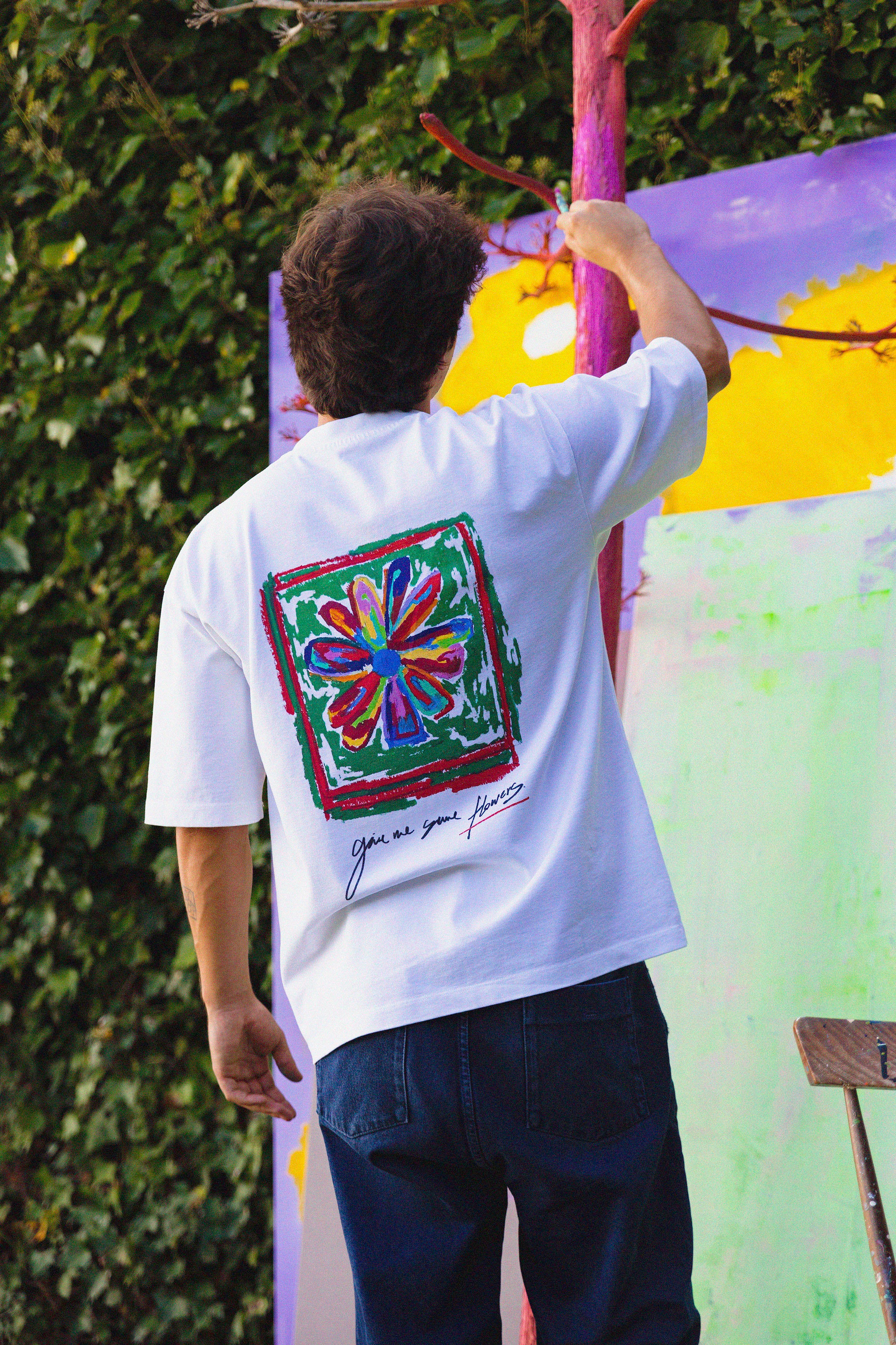 Give Me Some Flowers | Raw White T-shirt